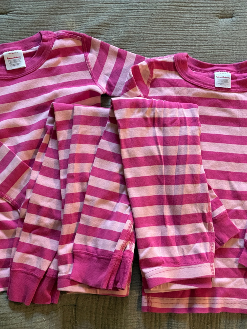 Hanna Andersson Pink & Bright Pink Striped Kids Pajama Set